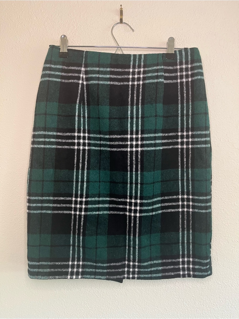 Preppy Green Plaid Pencil Skirt - Classic Women's Skirt Zip M 30x22